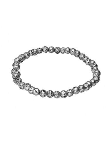 4mm Silver Plated Lava Bracelet