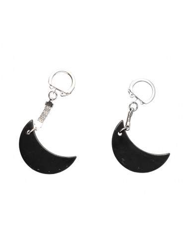 Shungite Moon Keychain