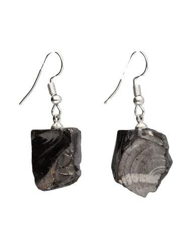 Brincos de shungite com banho de prata