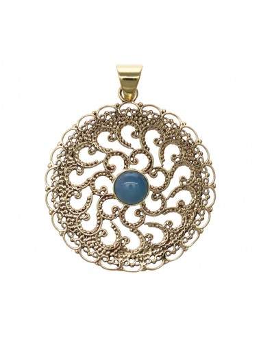 Pendentif en bronze avec minéraux -46-