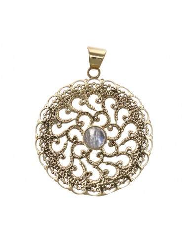Pendentif en bronze avec minéraux -46-