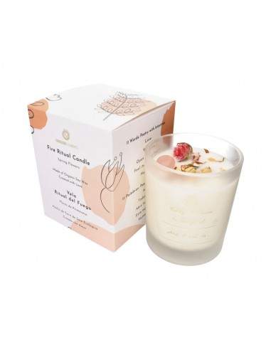 Spring Flowers with Rose Quartz Candle