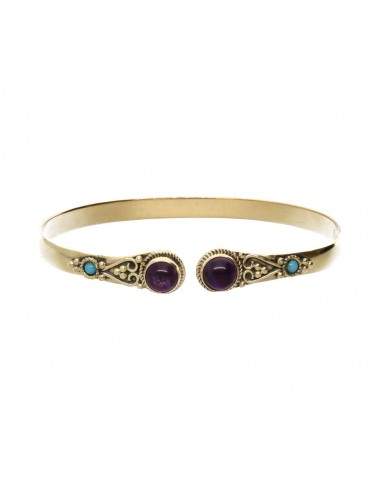 Bronze Bracelet with Double Blue...