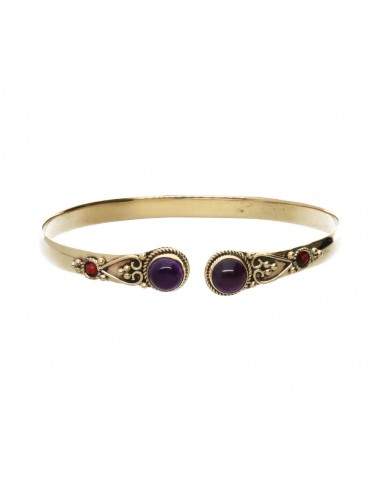 Bronze Bracelet with Double Red...