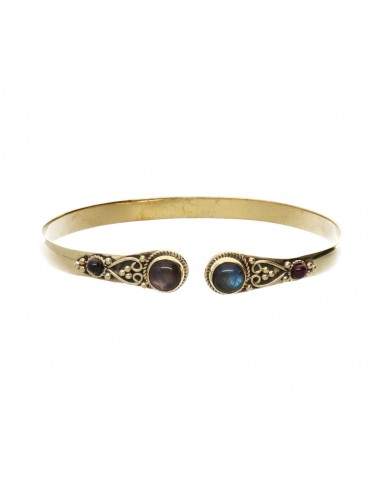 Pulseira de bronze com Garnet Dupla...