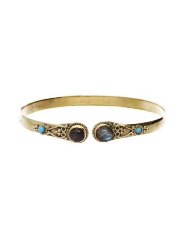 Pulseira de bronze com labradorite...