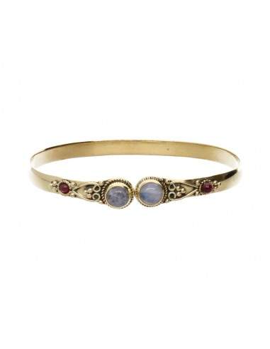 Bronze Bracelet with Moonstone Double...