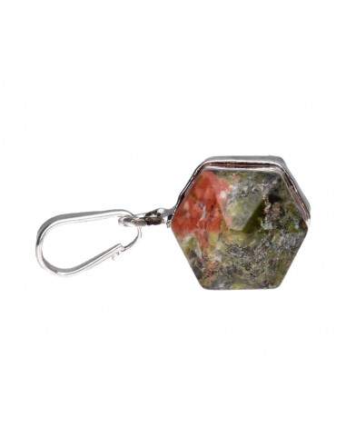 Pendentif de Jaspe Unakite Bi-Terminé...