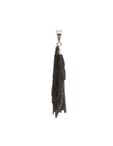 Black Cyanite Pendant in Silver Plating