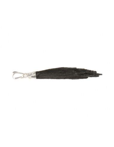 Black Cyanite Pendant in Silver Plating