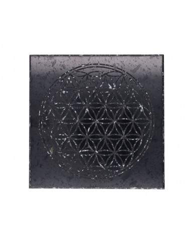 Plaque de shungite polie Fleur de vie