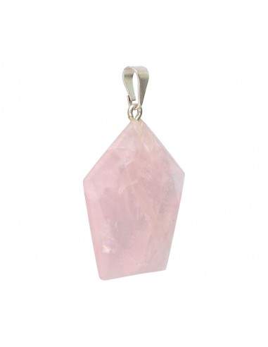 Pendentif pentagonal en quartz rose