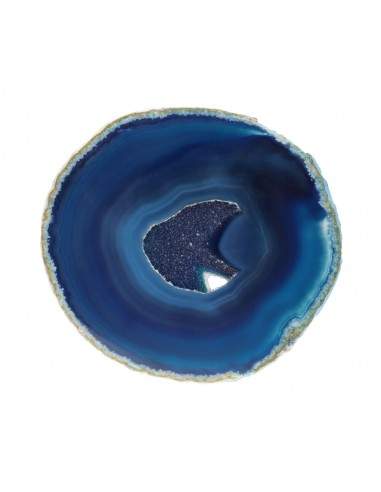 Grande plaque d'agate bleue teintée