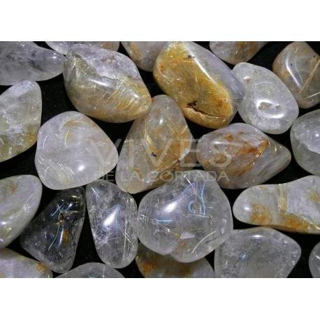 Quartzo rutilado tombado extra (5x3cm aprox.) embalagem de 250gr