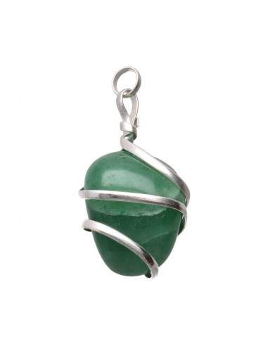 Green Onyx Spiral Pendant - Silver...