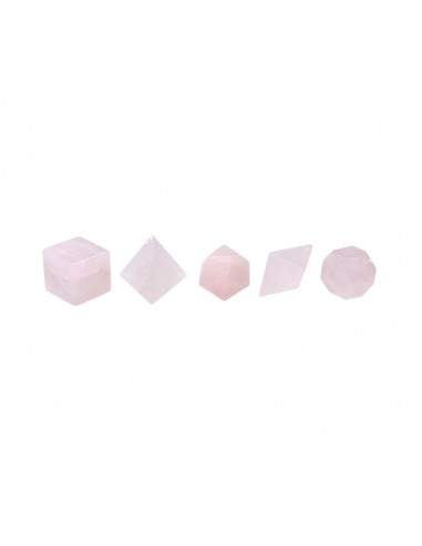 Juego Formas Platónicas en Cuarzo Rosa