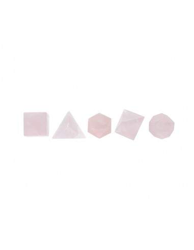 Set de formes platoniques en quartz rose
