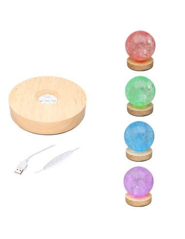 Base Luminosa LED USB de Madeira -...
