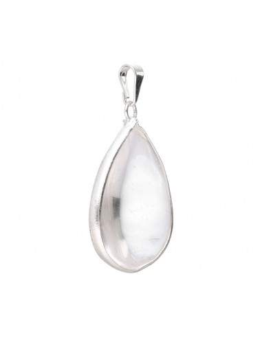 Pendentif goutte en quartz plaqué argent