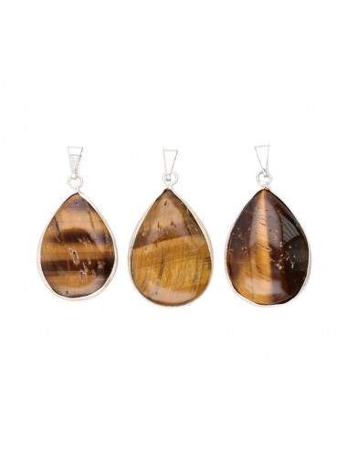 Silver Plated Tiger Eye Drop Pendant