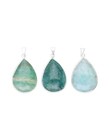 Pendentif goutte de quartz vert en...