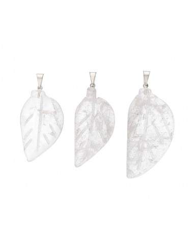 Silver Plated Leaf Quartz Pendants