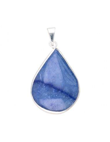 Pendentif goutte de quartz bleu en...