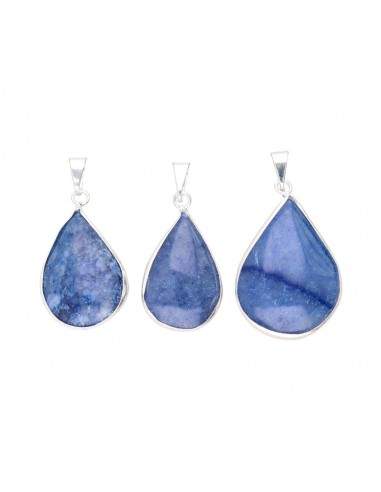 Pendentif goutte de quartz bleu en...