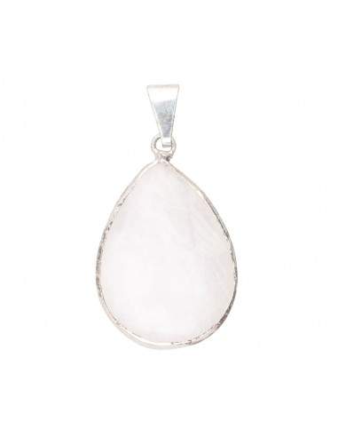 Silver Plated Milky Quartz Drop Pendant