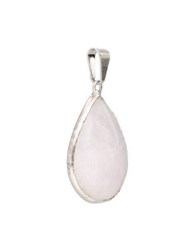 Silver Plated Milky Quartz Drop Pendant