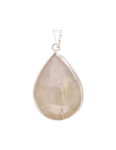Silver Plated Rutilated Quartz Drop...