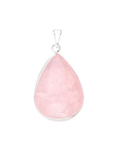 Silver Plated Rose Quartz Drop Pendant