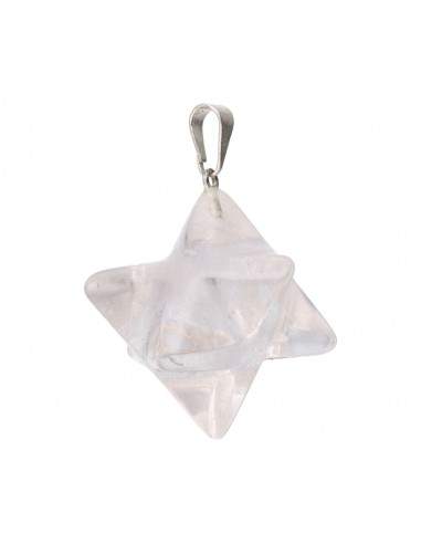 Pendentif Merkaba en quartz blanc