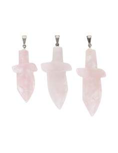 Pendentif épée en quartz rose 2
