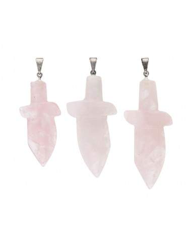 Pingente de espada de quartzo rosa