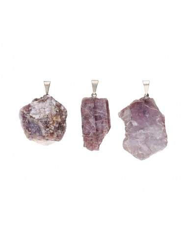 Pendentif en mica lépidolite brut -...