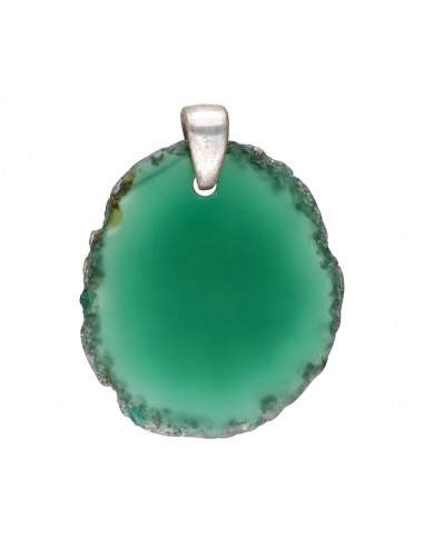 Pendentif en Agate teintée verte et...