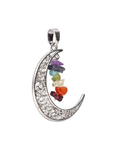 Pingente Lua com minerais de chakra...