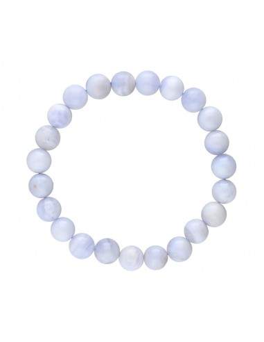 Pulseira Azul Chalcedony Bola Lisa 8mm
