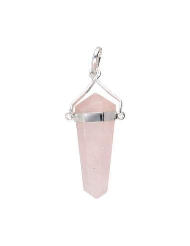 Pendentif en quartz rose plaqué argent