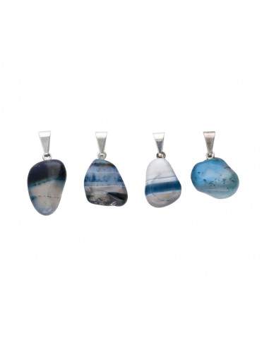 Agate teintée bleue Pendentif plaqué...
