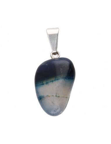Agate teintée bleue Pendentif plaqué...