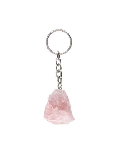 Llavero de Cuarzo Rosa en Bruto