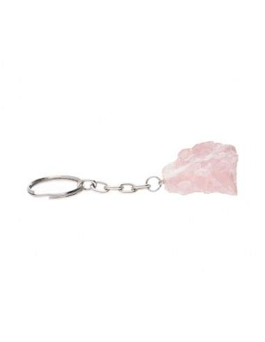 Porte-clés en quartz rose brut