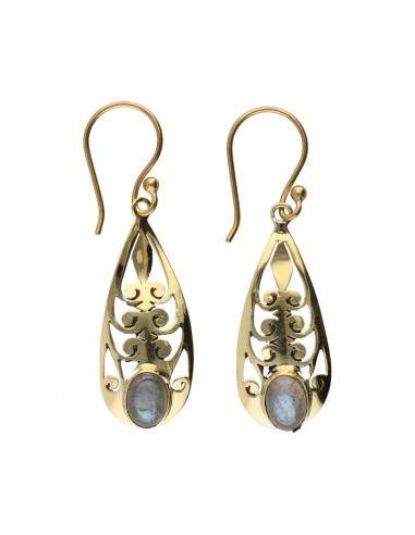 Brincos de bronze com Labradorite -66-