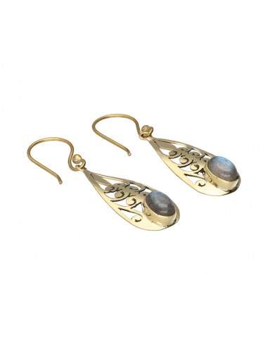 Bronze earrings with Labradorite -66-