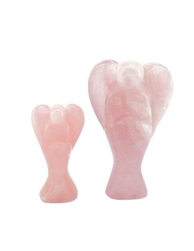 Anges sculptés en quartz rose