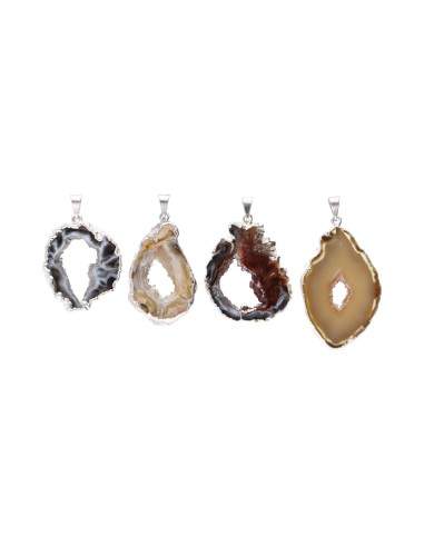 Silver Plated Crystalized Agate Pendant