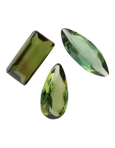 Faceted Green Tourmaline cabochons (3...