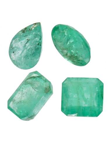 Faceted Emerald cabochons (4 pcs.)